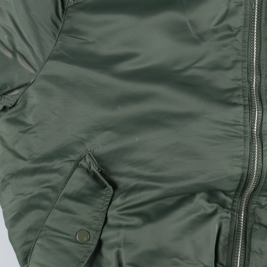 90'S civilian Alpha MA-1 style padded military flight jacket, men's size L, vintage Nylon Khaki type Vintage Second Hand