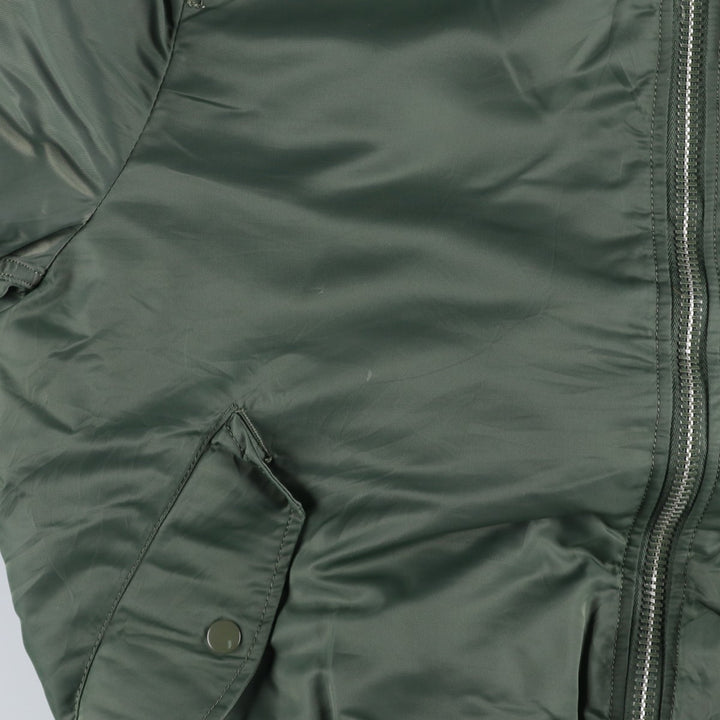 90'S civilian Alpha MA-1 style padded military flight jacket, men's size L, vintage Nylon Khaki type Vintage Second Hand
