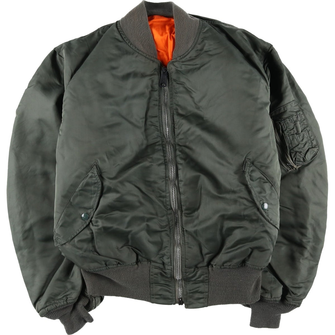 90'S Alpha MA-1 Style Padded Military Flight Jacket, Men's Size XL, Vintage Nylon Khaki type Vintage Second Hand