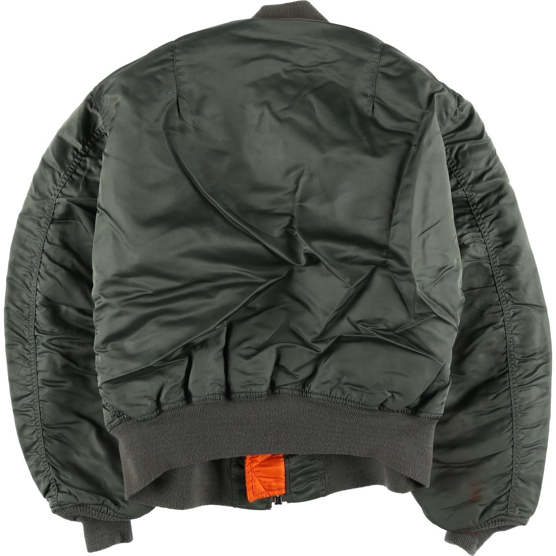 90'S Alpha MA-1 Style Padded Military Flight Jacket, Men's Size XL, Vintage Nylon Khaki type Vintage Second Hand