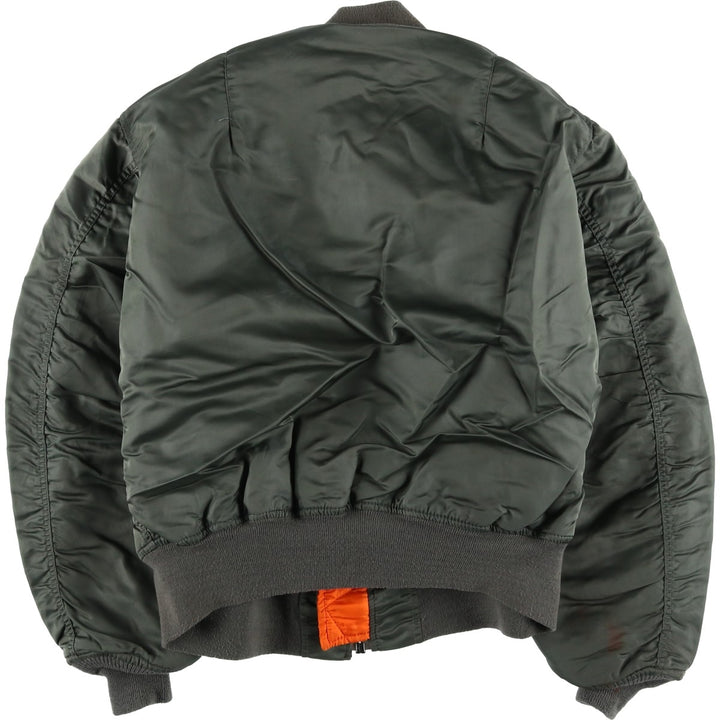 90'S Alpha MA-1 Style Padded Military Flight Jacket, Men's Size XL, Vintage Nylon Khaki type Vintage Second Hand