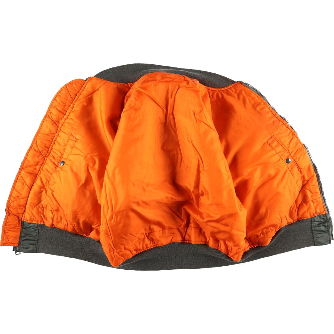 90'S Alpha MA-1 Style Padded Military Flight Jacket, Men's Size XL, Vintage Nylon Khaki type Vintage Second Hand