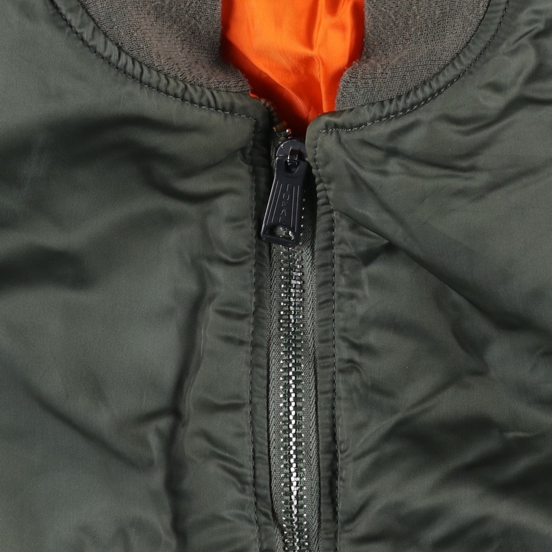 90'S Alpha MA-1 Style Padded Military Flight Jacket, Men's Size XL, Vintage Nylon Khaki type Vintage Second Hand