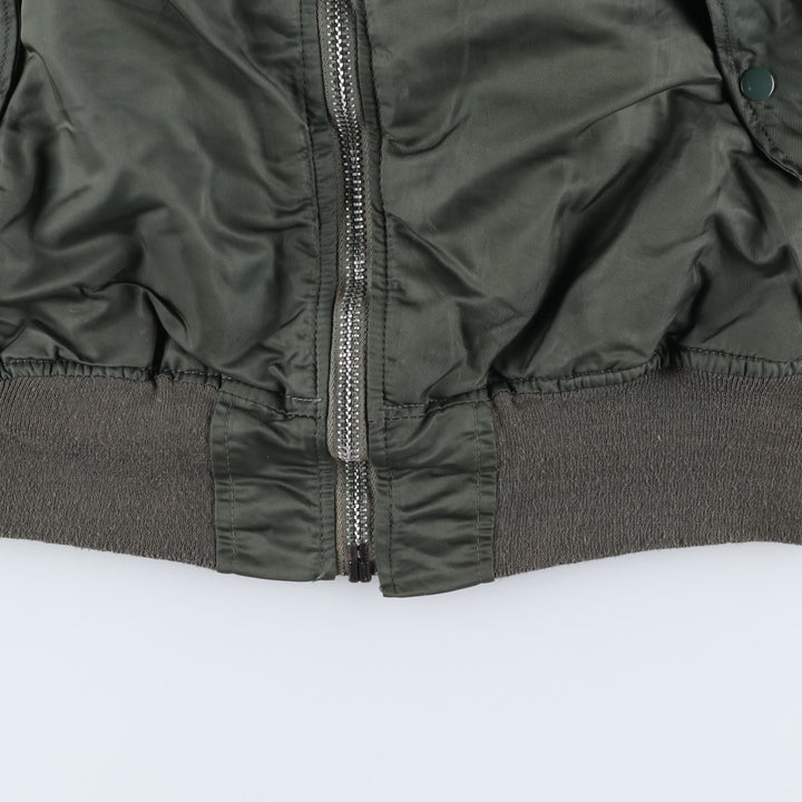 90'S Alpha MA-1 Style Padded Military Flight Jacket, Men's Size XL, Vintage Nylon Khaki type Vintage Second Hand