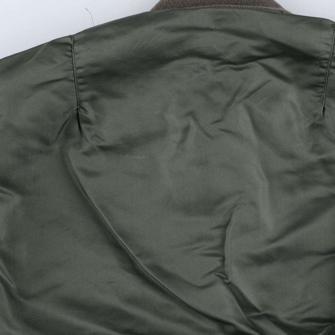 90'S Alpha MA-1 Style Padded Military Flight Jacket, Men's Size XL, Vintage Nylon Khaki type Vintage Second Hand