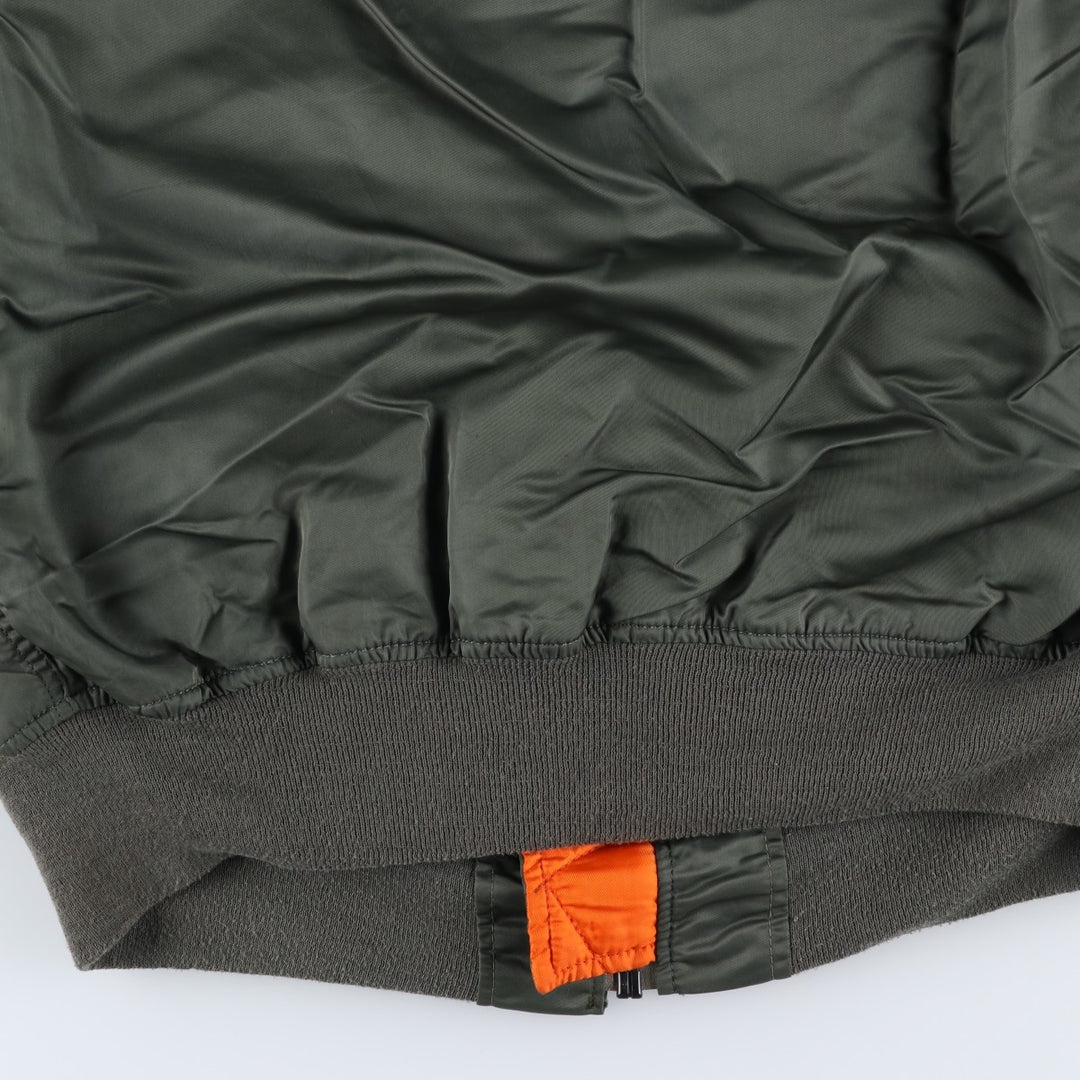 90'S Alpha MA-1 Style Padded Military Flight Jacket, Men's Size XL, Vintage Nylon Khaki type Vintage Second Hand