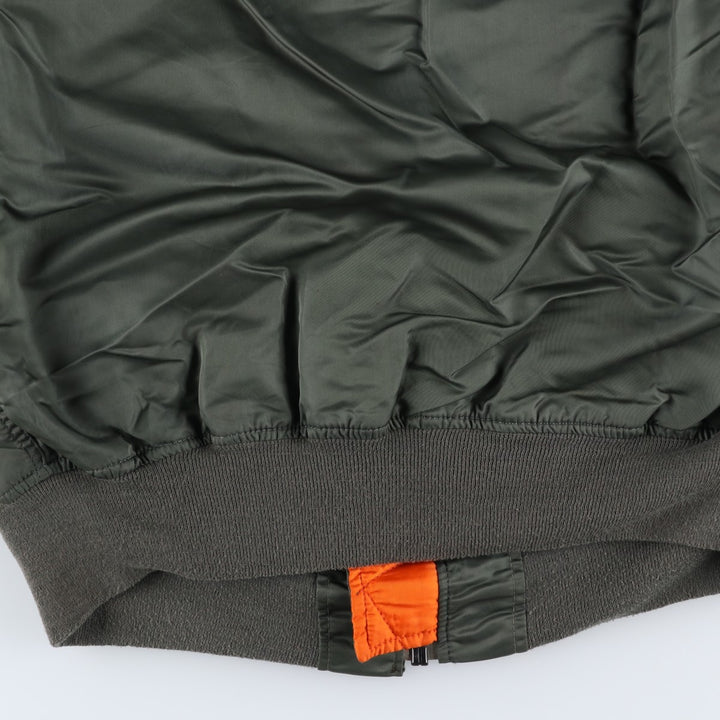 90'S Alpha MA-1 Style Padded Military Flight Jacket, Men's Size XL, Vintage Nylon Khaki type Vintage Second Hand