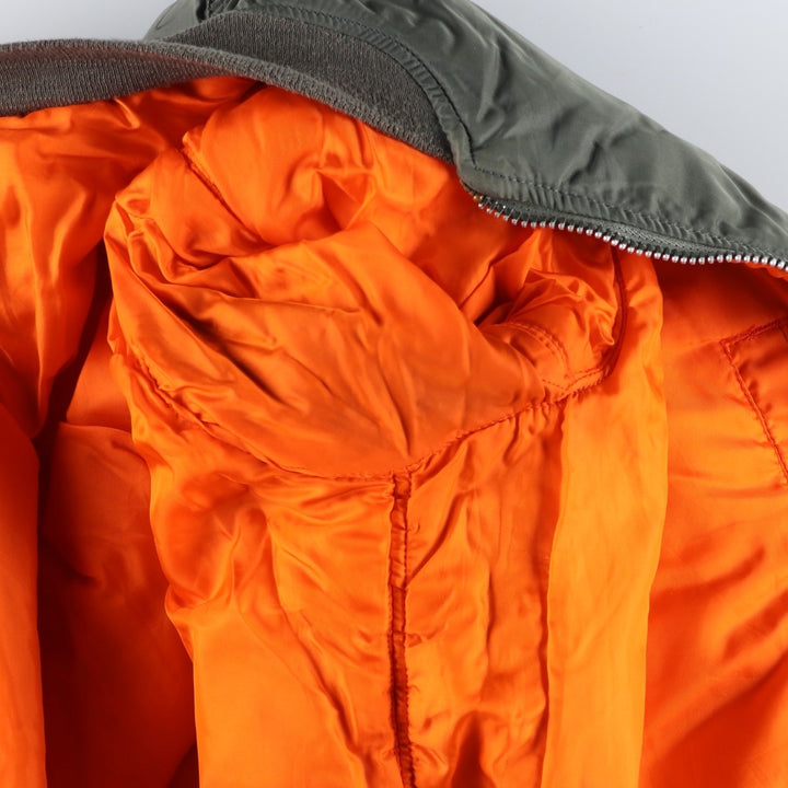 90'S Alpha MA-1 Style Padded Military Flight Jacket, Men's Size XL, Vintage Nylon Khaki type Vintage Second Hand