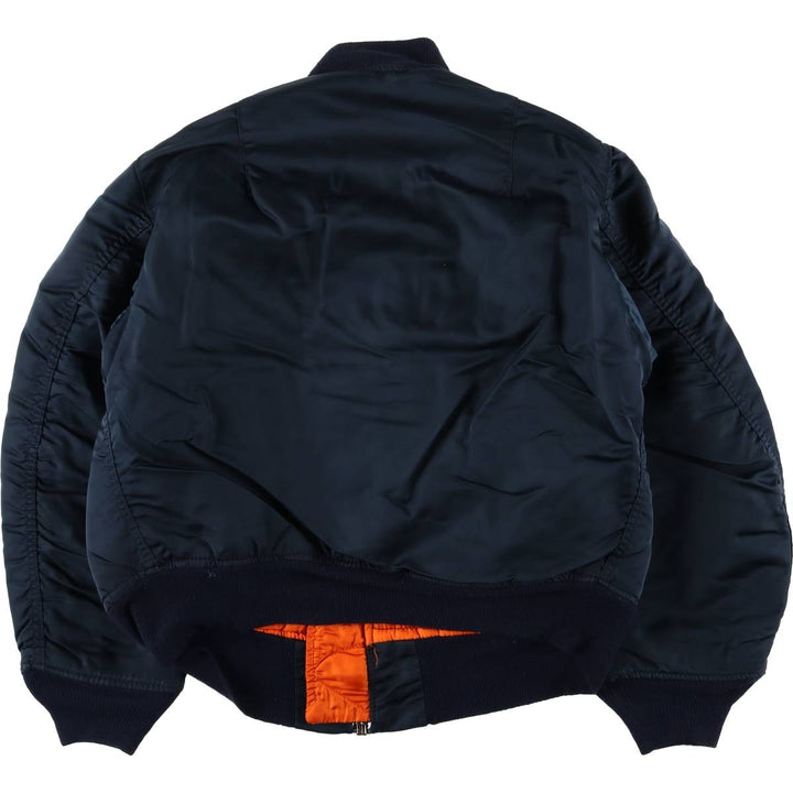 Vintage 1980s-1990'S Alpha MA-1 style padded military flight jacket, made in the USA, men's size M. Nylon navy blue type Vintage Second Hand
