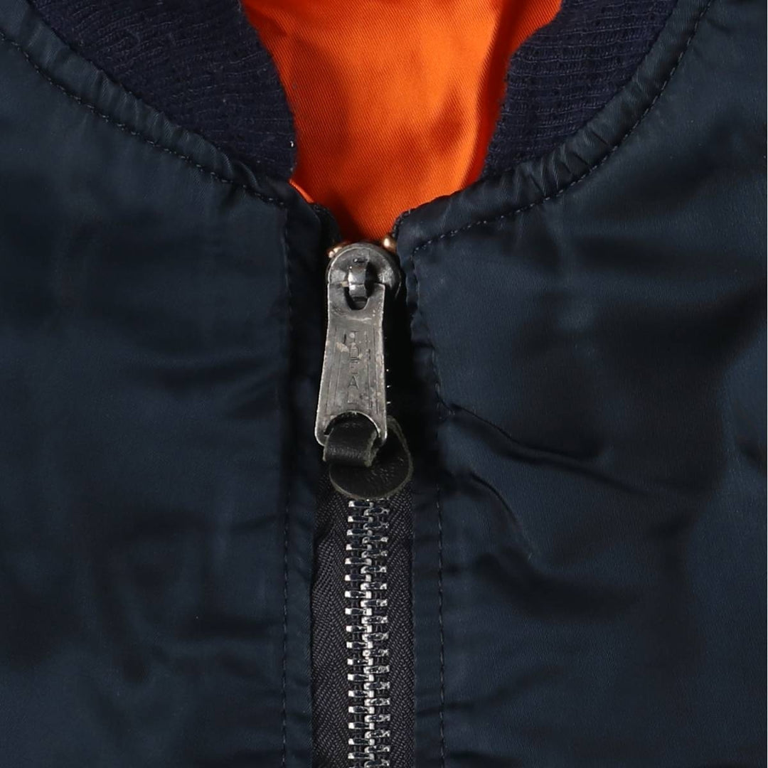 Vintage 1980s-1990'S Alpha MA-1 style padded military flight jacket, made in the USA, men's size M. Nylon navy blue type Vintage Second Hand