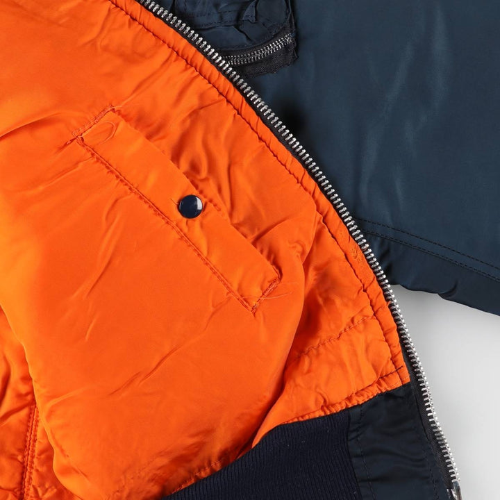 Vintage 1980s-1990'S Alpha MA-1 style padded military flight jacket, made in the USA, men's size M. Nylon navy blue type Vintage Second Hand