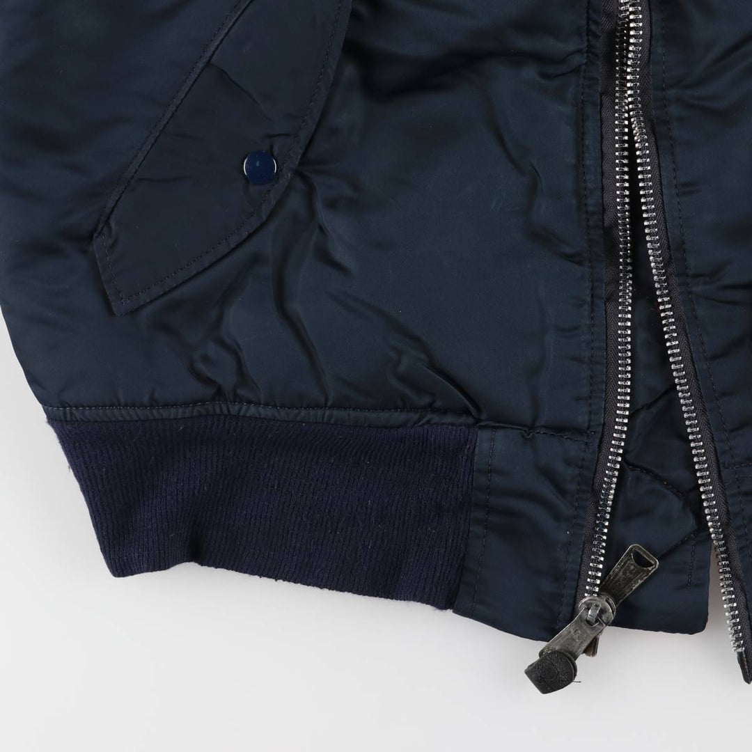 Vintage 1980s-1990'S Alpha MA-1 style padded military flight jacket, made in the USA, men's size M. Nylon navy blue type Vintage Second Hand