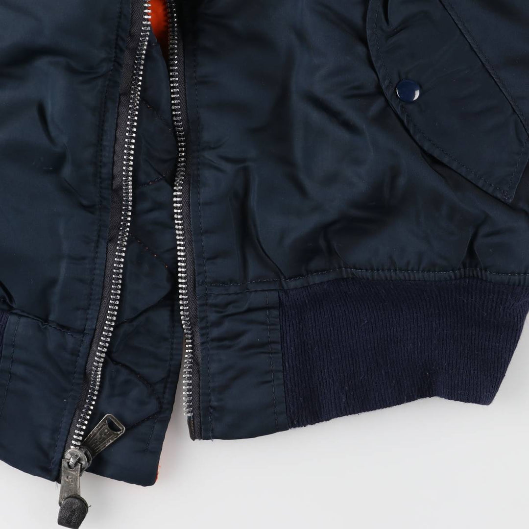 Vintage 1980s-1990'S Alpha MA-1 style padded military flight jacket, made in the USA, men's size M. Nylon navy blue type Vintage Second Hand