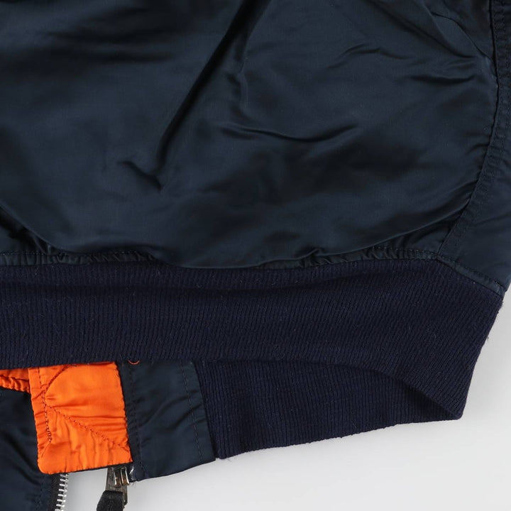 Vintage 1980s-1990'S Alpha MA-1 style padded military flight jacket, made in the USA, men's size M. Nylon navy blue type Vintage Second Hand