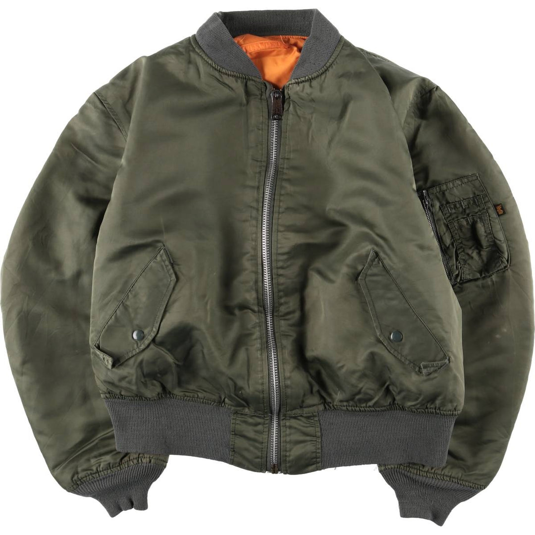 90'S civilian Alpha MA-1 style padded military flight jacket, made in the USA, men's size XL, vintage Nylon Khaki type Vintage Second Hand