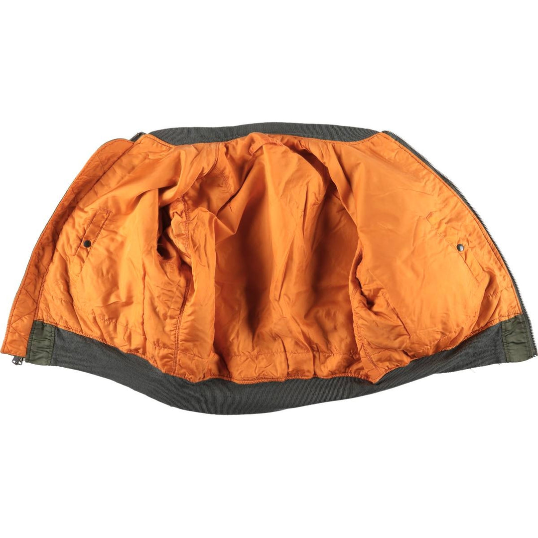 90'S civilian Alpha MA-1 style padded military flight jacket, made in the USA, men's size XL, vintage Nylon Khaki type Vintage Second Hand