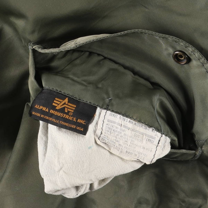 90'S civilian Alpha MA-1 style padded military flight jacket, made in the USA, men's size XL, vintage Nylon Khaki type Vintage Second Hand