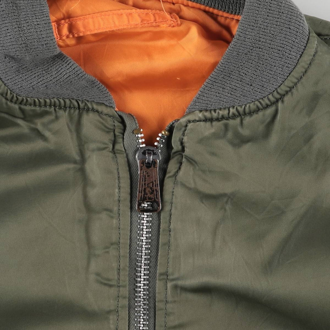 90'S civilian Alpha MA-1 style padded military flight jacket, made in the USA, men's size XL, vintage Nylon Khaki type Vintage Second Hand