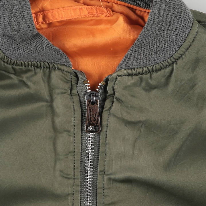 90'S civilian Alpha MA-1 style padded military flight jacket, made in the USA, men's size XL, vintage Nylon Khaki type Vintage Second Hand