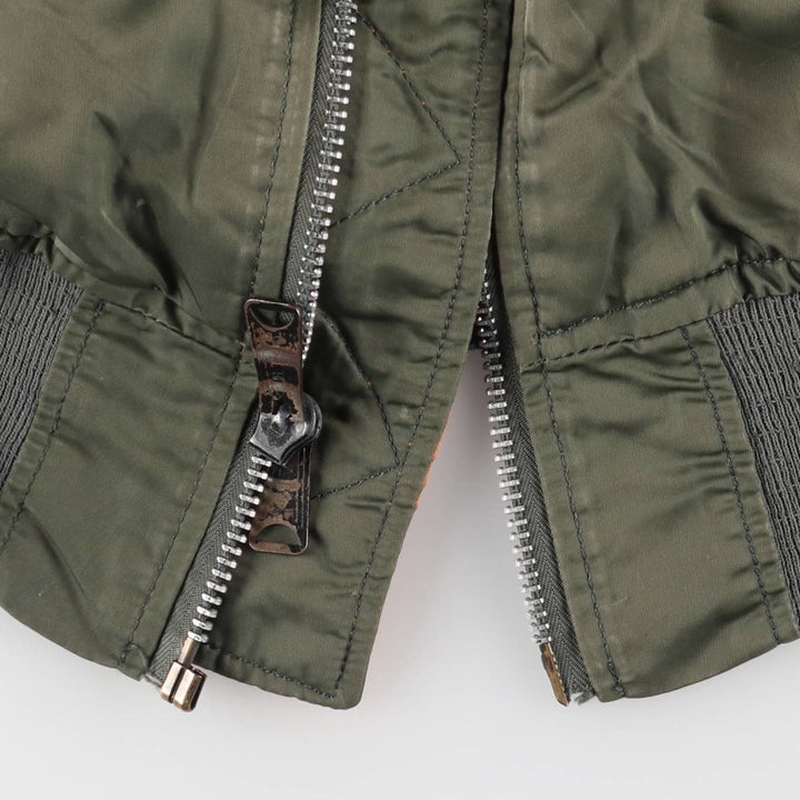 90'S civilian Alpha MA-1 style padded military flight jacket, made in the USA, men's size XL, vintage Nylon Khaki type Vintage Second Hand