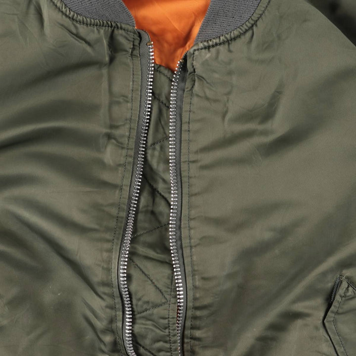 90'S civilian Alpha MA-1 style padded military flight jacket, made in the USA, men's size XL, vintage Nylon Khaki type Vintage Second Hand