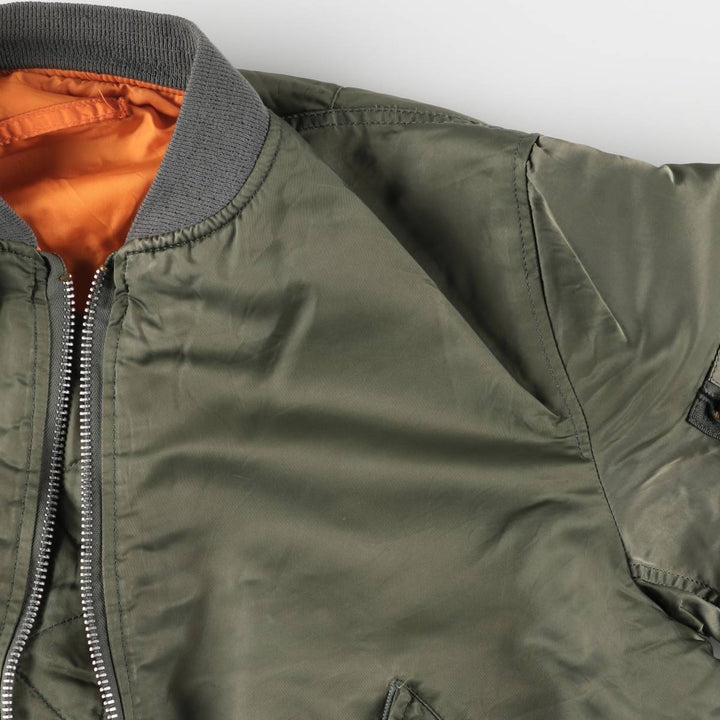 90'S civilian Alpha MA-1 style padded military flight jacket, made in the USA, men's size XL, vintage Nylon Khaki type Vintage Second Hand