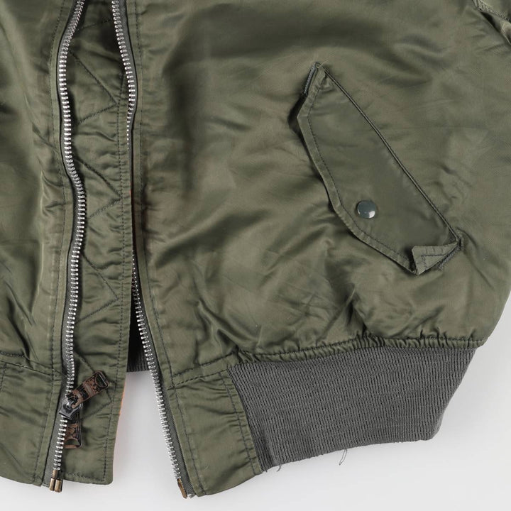 90'S civilian Alpha MA-1 style padded military flight jacket, made in the USA, men's size XL, vintage Nylon Khaki type Vintage Second Hand
