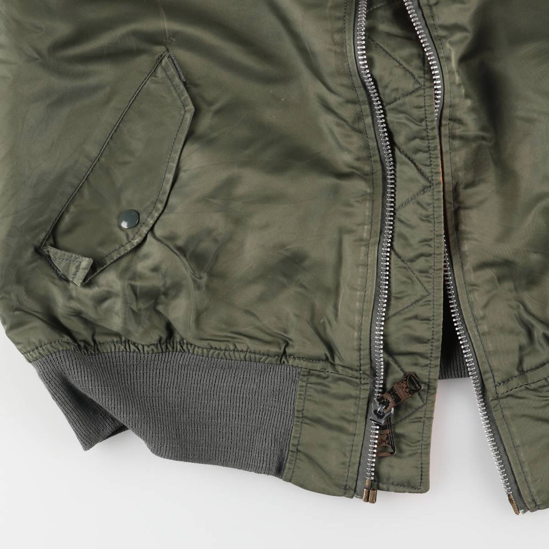 90'S civilian Alpha MA-1 style padded military flight jacket, made in the USA, men's size XL, vintage Nylon Khaki type Vintage Second Hand