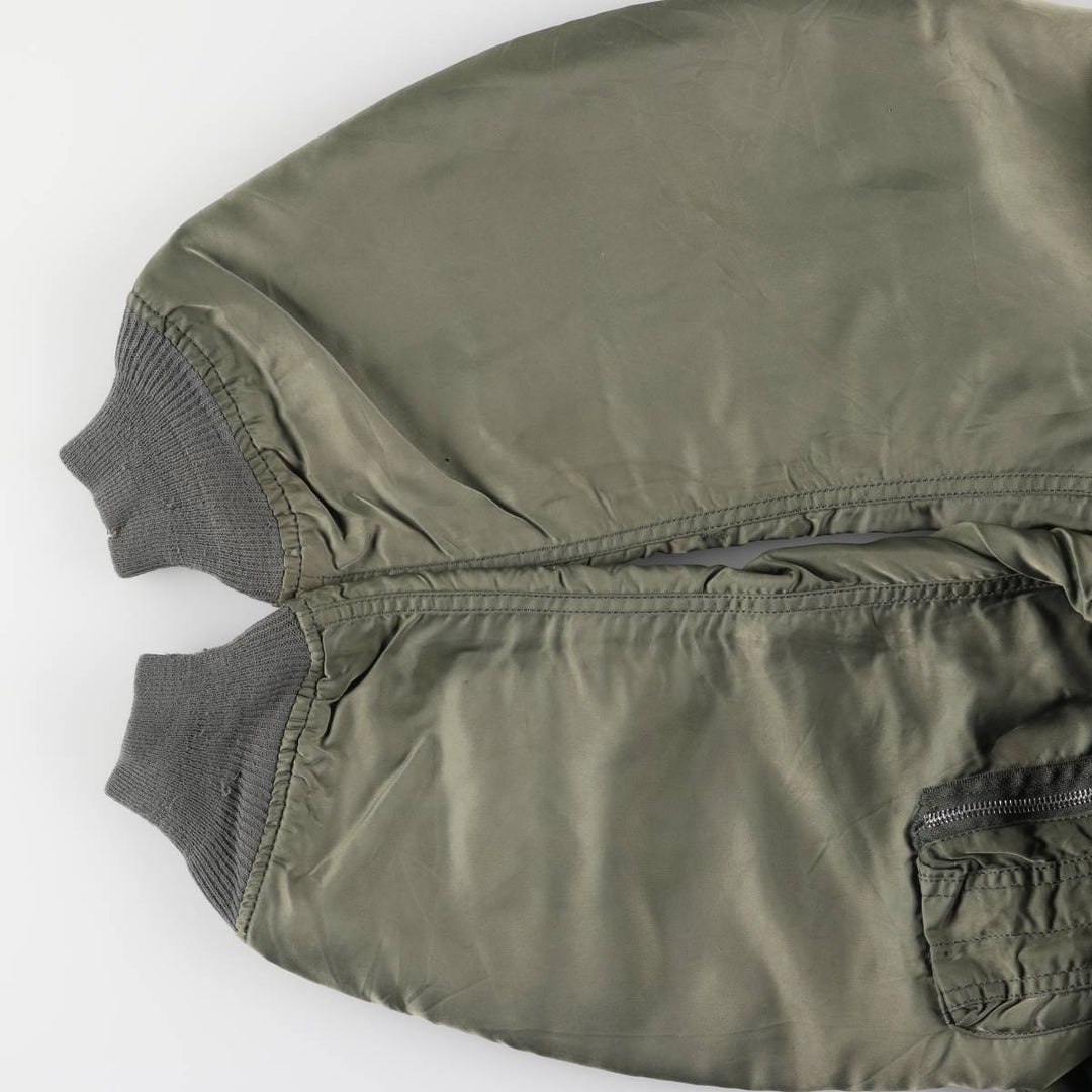 90'S civilian Alpha MA-1 style padded military flight jacket, made in the USA, men's size XL, vintage Nylon Khaki type Vintage Second Hand