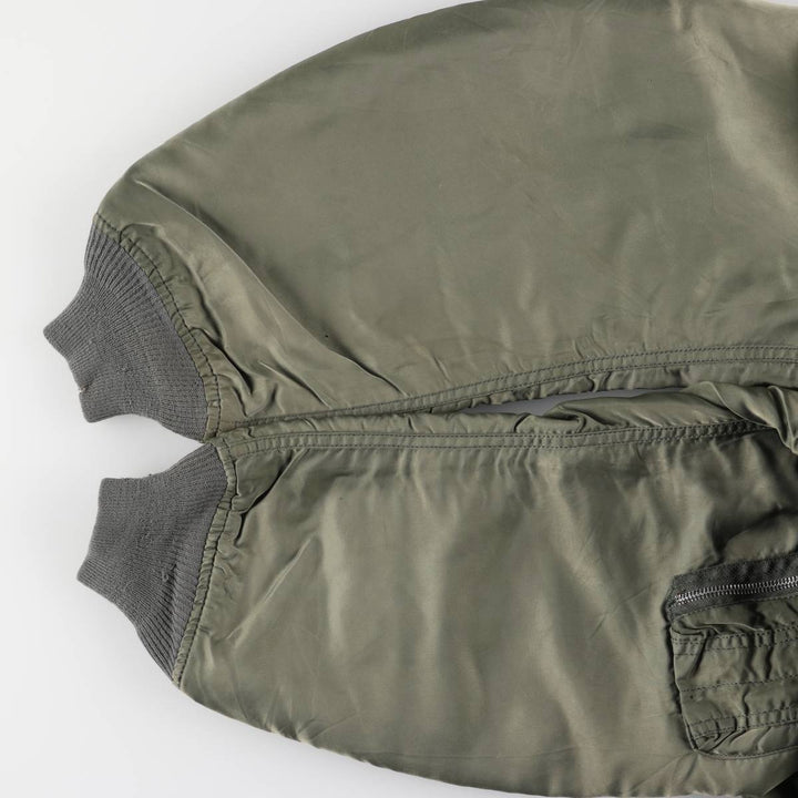 90'S civilian Alpha MA-1 style padded military flight jacket, made in the USA, men's size XL, vintage Nylon Khaki type Vintage Second Hand