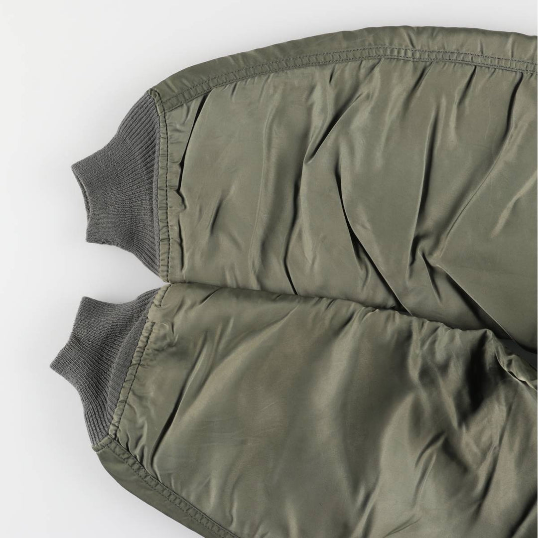 90'S civilian Alpha MA-1 style padded military flight jacket, made in the USA, men's size XL, vintage Nylon Khaki type Vintage Second Hand