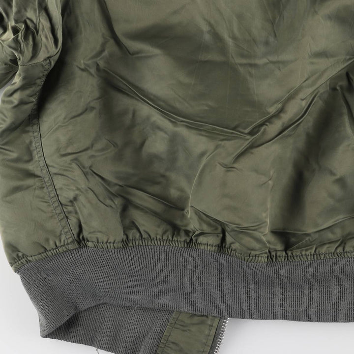 90'S civilian Alpha MA-1 style padded military flight jacket, made in the USA, men's size XL, vintage Nylon Khaki type Vintage Second Hand