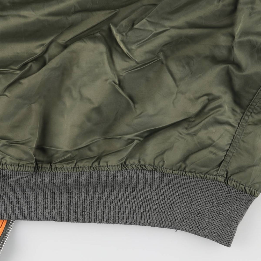 90'S civilian Alpha MA-1 style padded military flight jacket, made in the USA, men's size XL, vintage Nylon Khaki type Vintage Second Hand