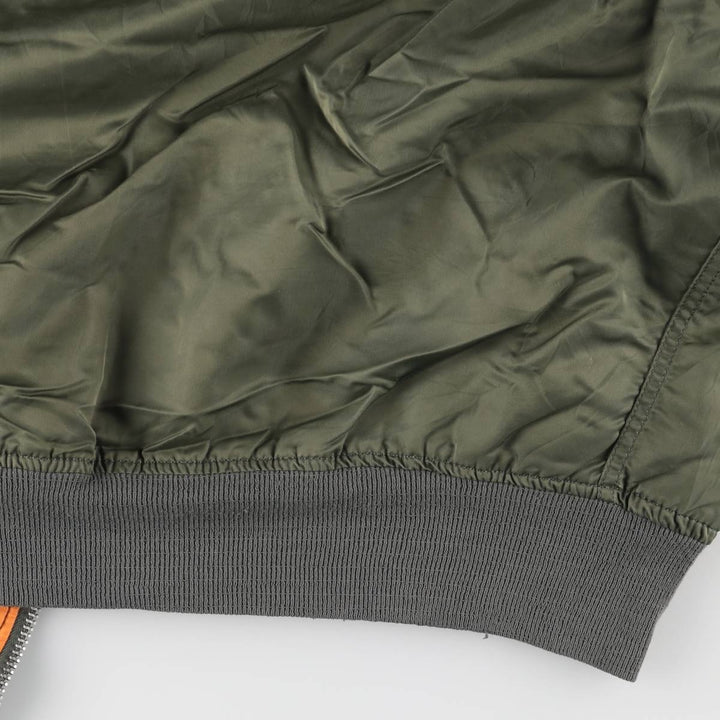 90'S civilian Alpha MA-1 style padded military flight jacket, made in the USA, men's size XL, vintage Nylon Khaki type Vintage Second Hand