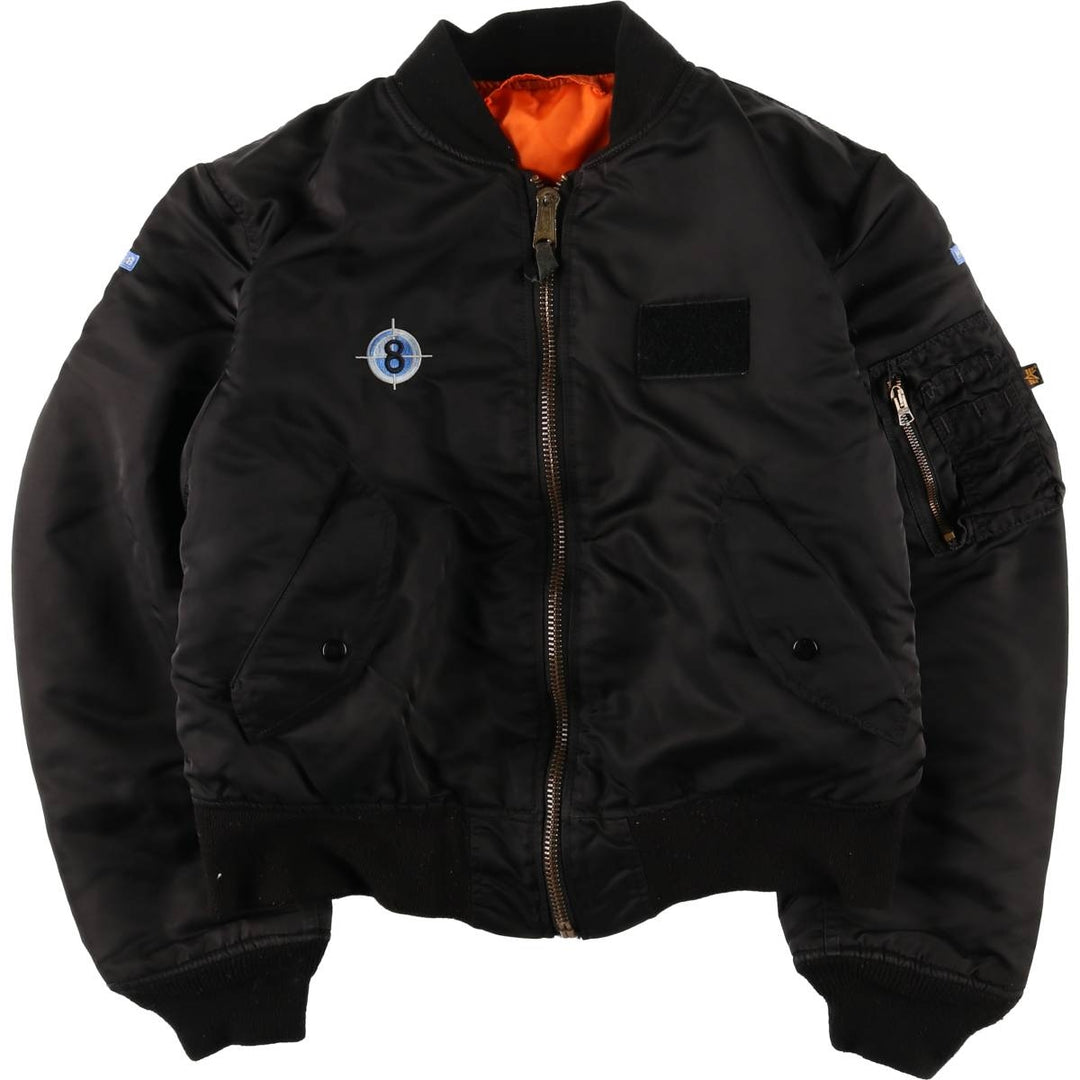 90'S civilian Alpha MA-1 style padded military flight jacket, made in the USA, men's size M, vintage Nylon black type Vintage Second Hand