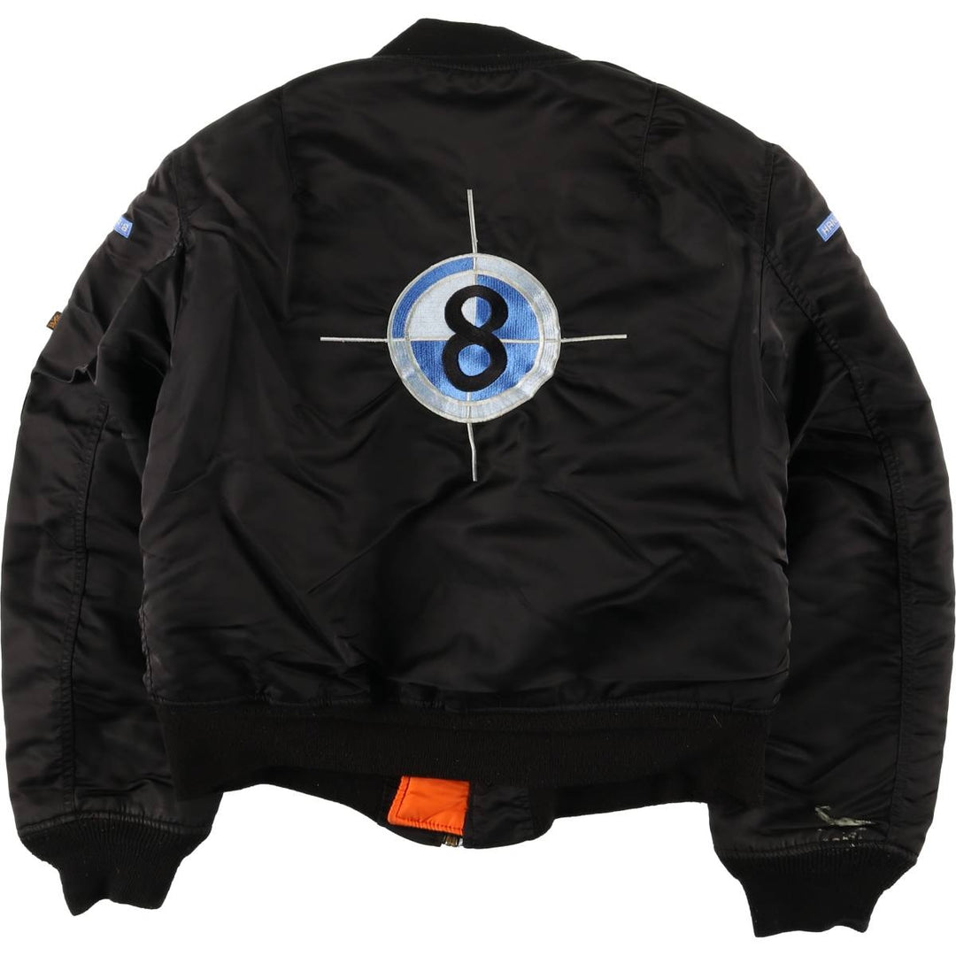 90'S civilian Alpha MA-1 style padded military flight jacket, made in the USA, men's size M, vintage Nylon black type Vintage Second Hand