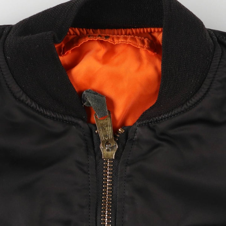 90'S civilian Alpha MA-1 style padded military flight jacket, made in the USA, men's size M, vintage Nylon black type Vintage Second Hand