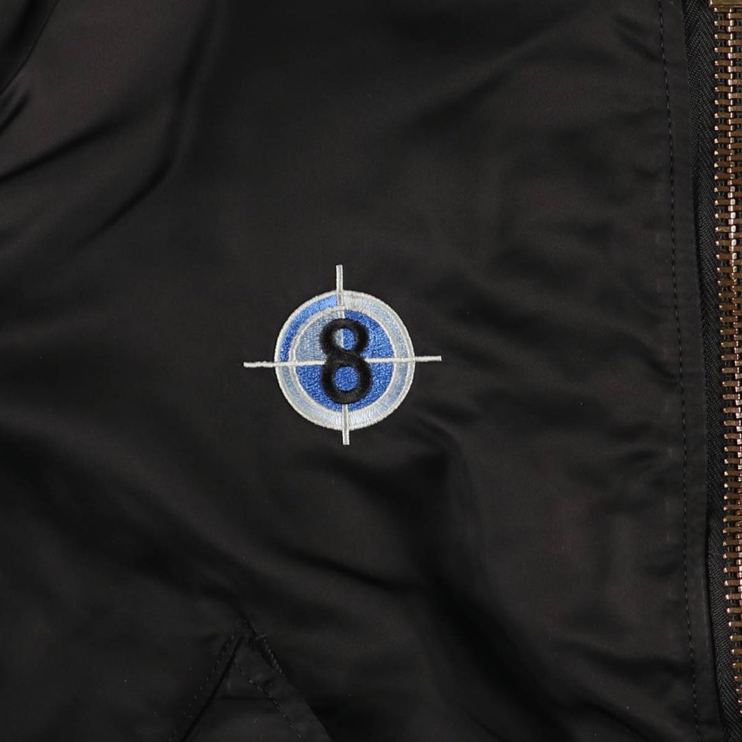 90'S civilian Alpha MA-1 style padded military flight jacket, made in the USA, men's size M, vintage Nylon black type Vintage Second Hand