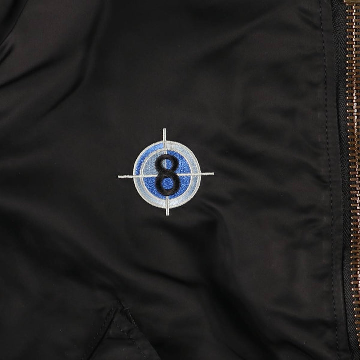 90'S civilian Alpha MA-1 style padded military flight jacket, made in the USA, men's size M, vintage Nylon black type Vintage Second Hand