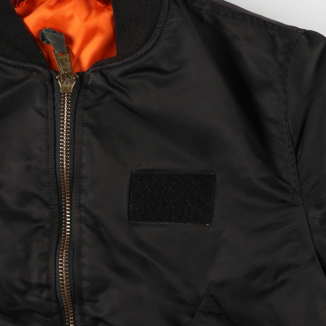 90'S civilian Alpha MA-1 style padded military flight jacket, made in the USA, men's size M, vintage Nylon black type Vintage Second Hand