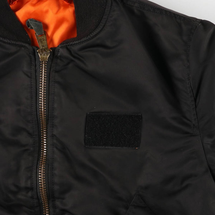 90'S civilian Alpha MA-1 style padded military flight jacket, made in the USA, men's size M, vintage Nylon black type Vintage Second Hand