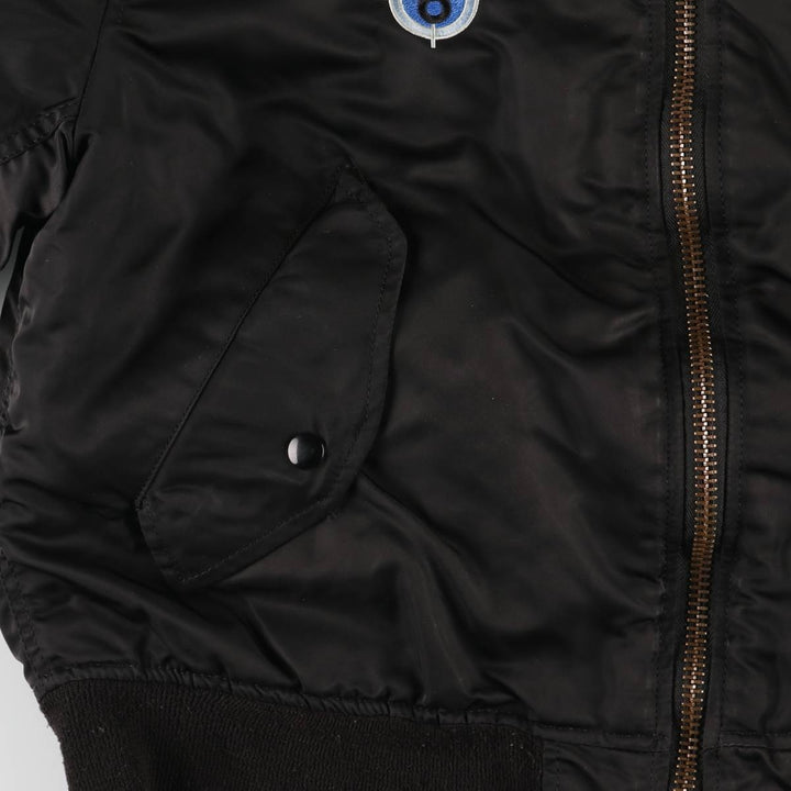 90'S civilian Alpha MA-1 style padded military flight jacket, made in the USA, men's size M, vintage Nylon black type Vintage Second Hand