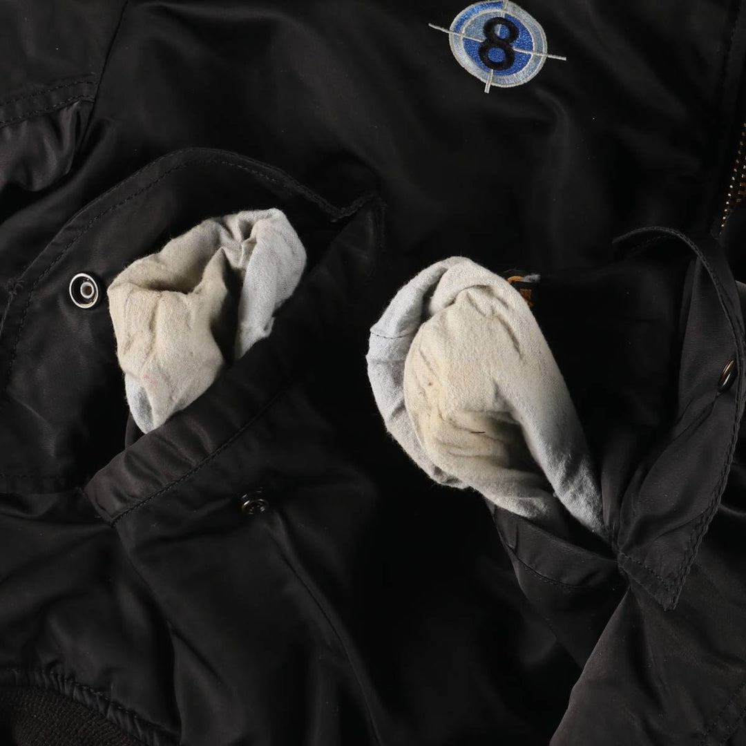 90'S civilian Alpha MA-1 style padded military flight jacket, made in the USA, men's size M, vintage Nylon black type Vintage Second Hand