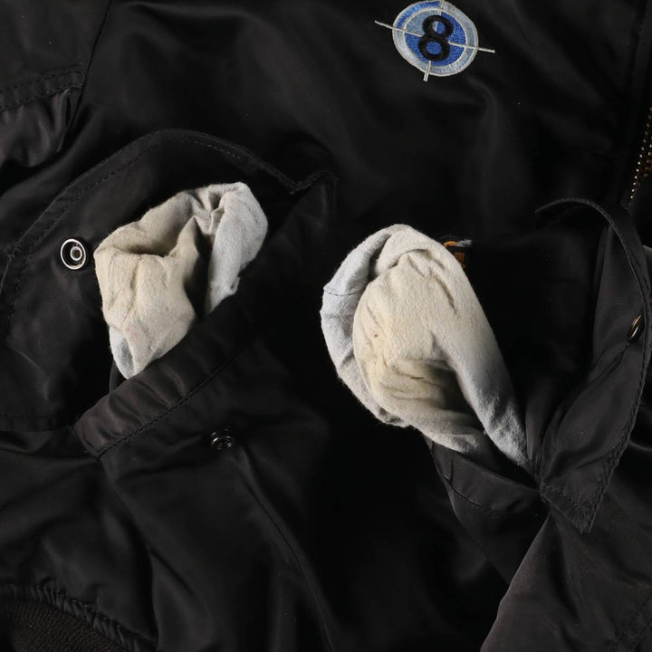 90'S civilian Alpha MA-1 style padded military flight jacket, made in the USA, men's size M, vintage Nylon black type Vintage Second Hand