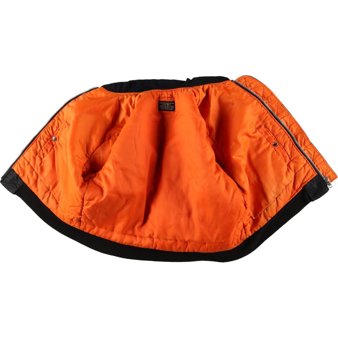 Civilian product SCHOTT MA-1 type padded military flight jacket, men's size L unclear black type Vintage Second Hand