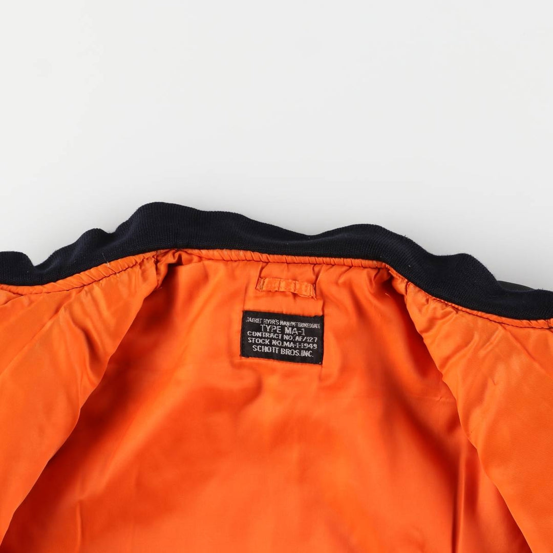 Civilian product SCHOTT MA-1 type padded military flight jacket, men's size L unclear black type Vintage Second Hand