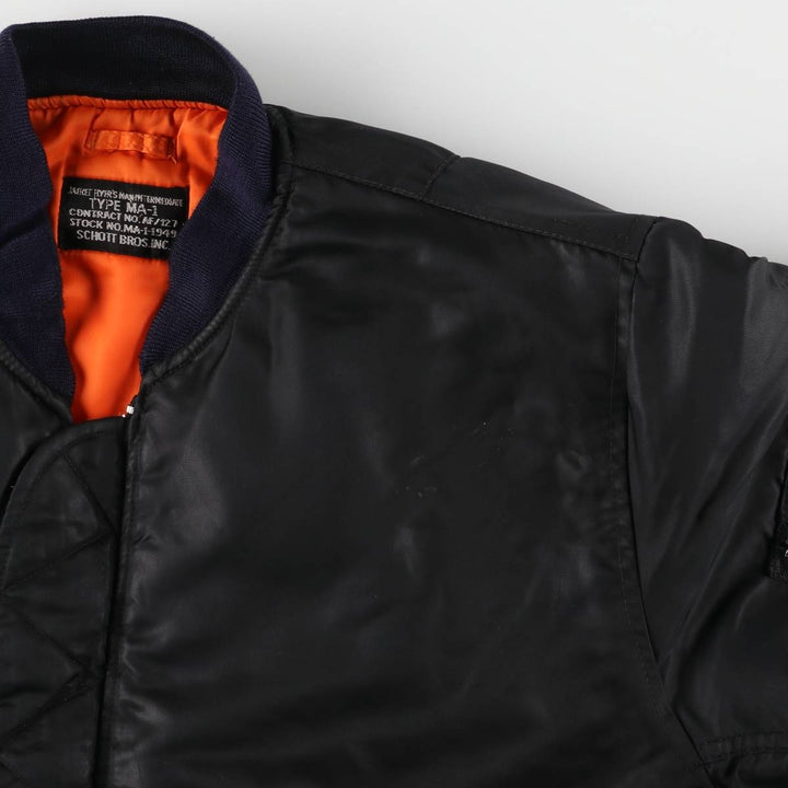 Civilian product SCHOTT MA-1 type padded military flight jacket, men's size L unclear black type Vintage Second Hand