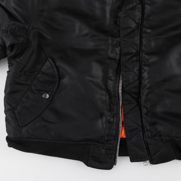 Civilian product SCHOTT MA-1 type padded military flight jacket, men's size L unclear black type Vintage Second Hand