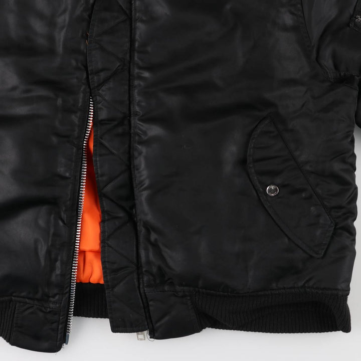 Civilian product SCHOTT MA-1 type padded military flight jacket, men's size L unclear black type Vintage Second Hand