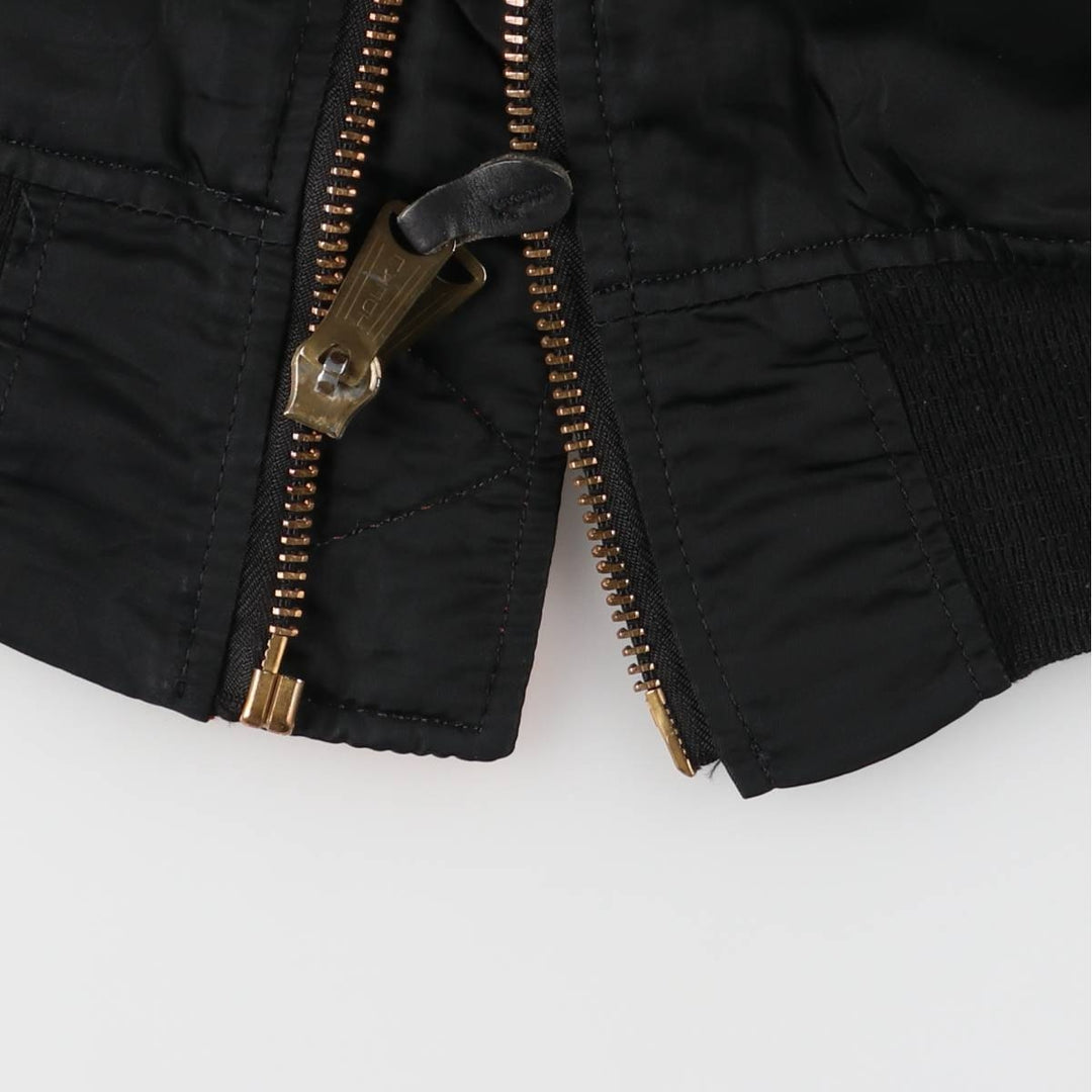 90'S civilian Alpha MA-1 style padded military flight jacket, made in the USA, men's size M, vintage Nylon black type Vintage Second Hand